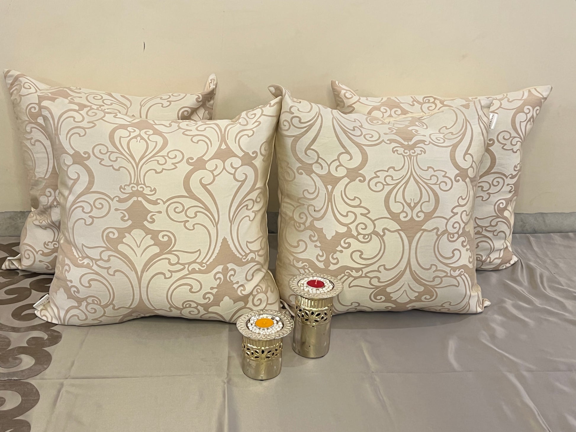 Artplay Cushion Cover Sets at Kamakhyaa by Aetherea. This item is Cushion covers, Embossed, Home, ivory, Silk, Upcycled