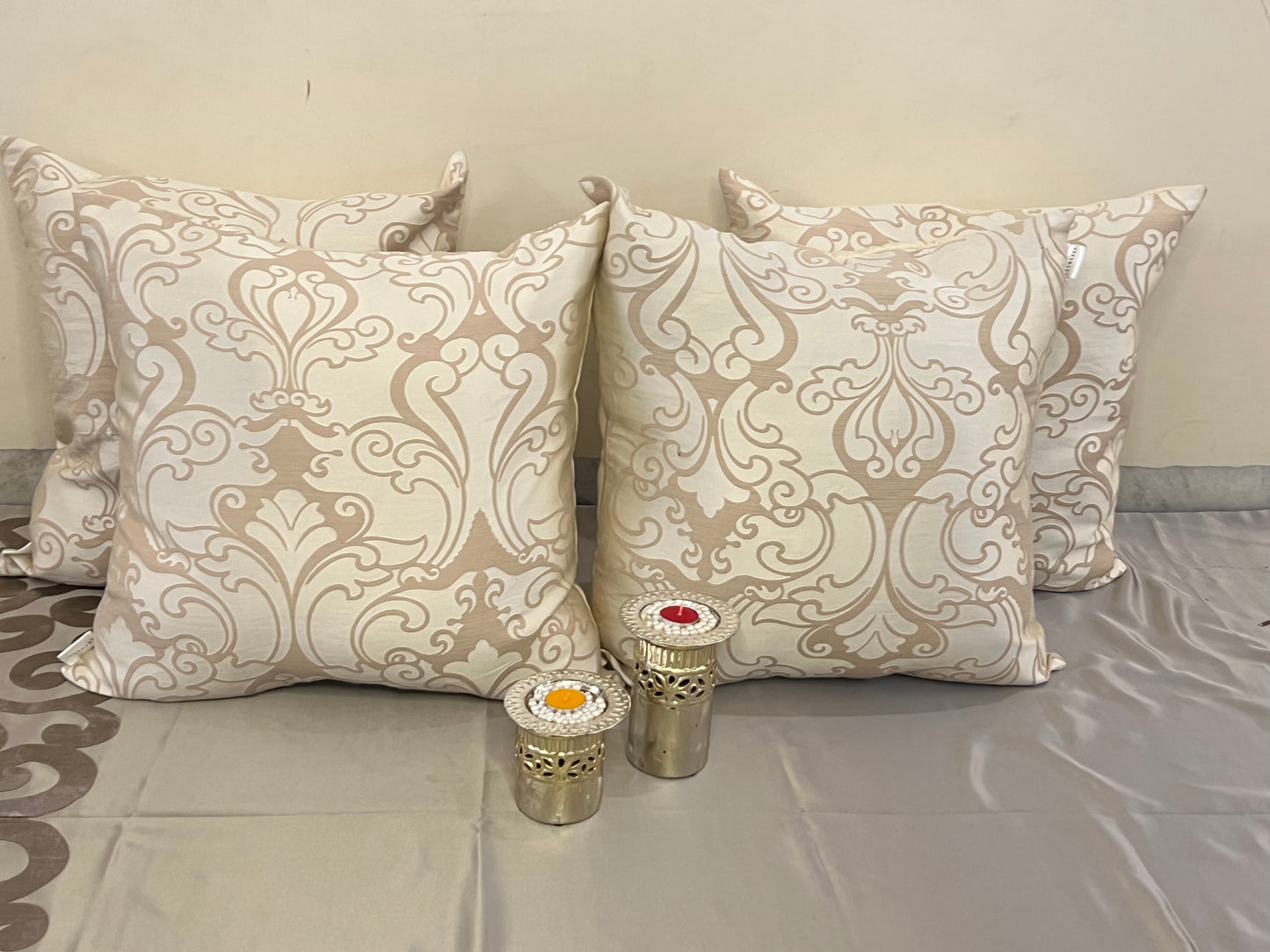 Artplay Cushion Cover Sets at Kamakhyaa by Aetherea. This item is Cushion covers, Embossed, Home, ivory, Silk, Upcycled