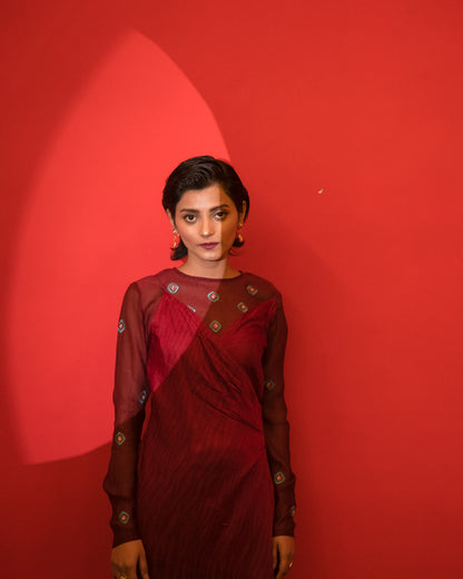 Blood Martina at Kamakhyaa by The Loom Art. This item is Casual Wear, Chanderi Organza Silk, For Daughter, July Sale, July Sale 2023, Lucid Dreams, Luicid Dream, Maxi Dresses, Organic, Red, Silk, Solids, Womenswear
