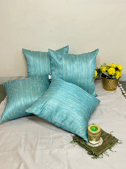 Ocean Mist Cushion Cover Sets at Kamakhyaa by Aetherea. This item is Blue, Cotton, Cushion covers, Home, Plain, Solid, Texture, Upcycled