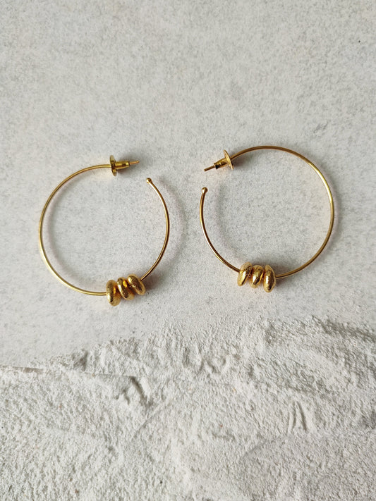Alen - Medium Gold Brass, Earrings, Fashion Jewellery, Gold, Natural, Solids Kamakhyaa