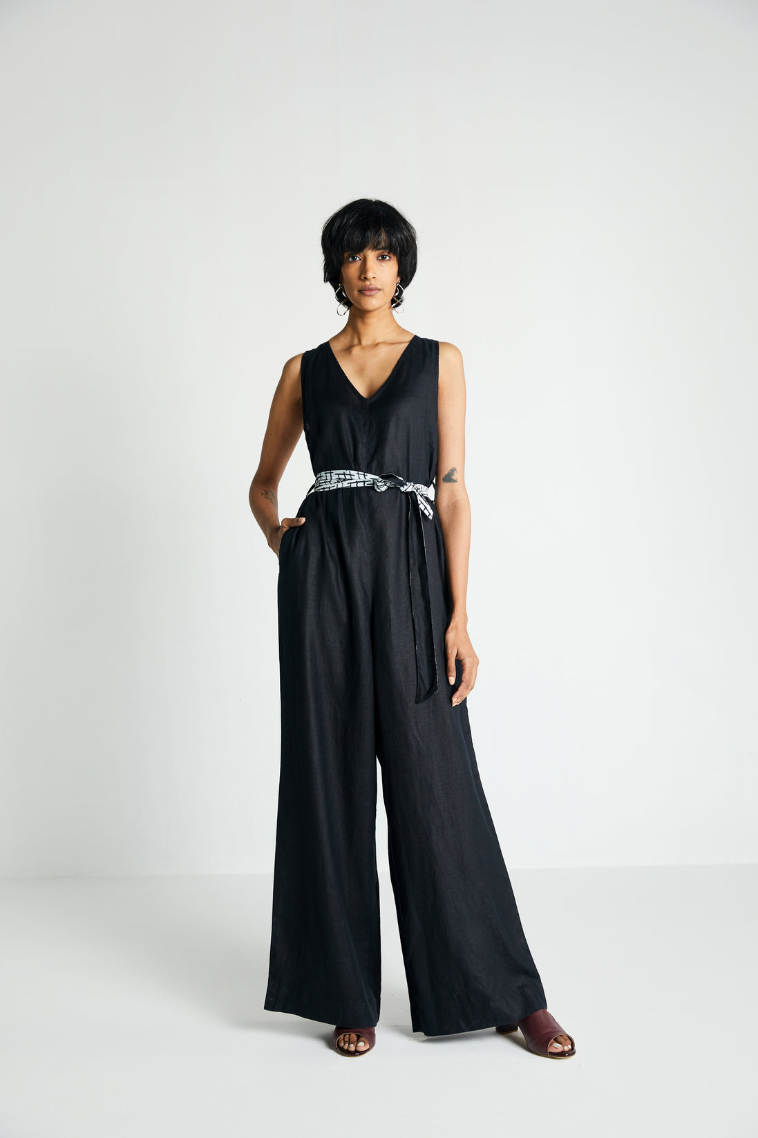 All Around the World Jumpsuit at Kamakhyaa by Reistor. This item is Black, Hemp, Jumpsuits, Natural, Noir, Office Wear, Regular Fit, Solids, Womenswear