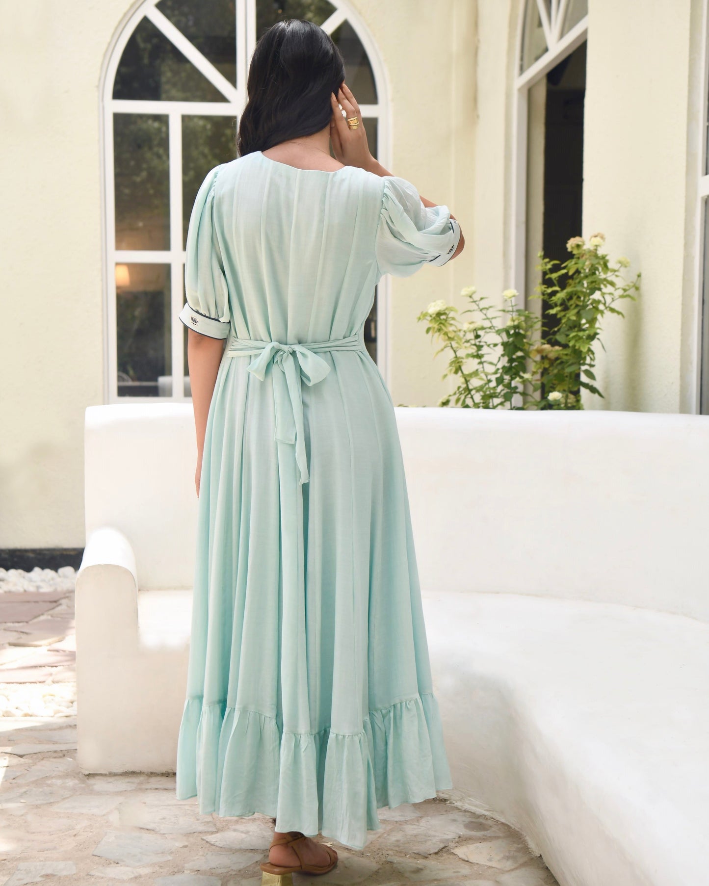 Blue Embroidered Silk Maxi Dress at Kamakhyaa by Taro. This item is Bangalore Silk, Blue, Dusk To Dawn, Embroidered, Evening Wear, For Daughter, July Sale, July Sale 2023, Maxi Dresses, Natural, Regular Fit, Silk, Solid Selfmade, Womenswear