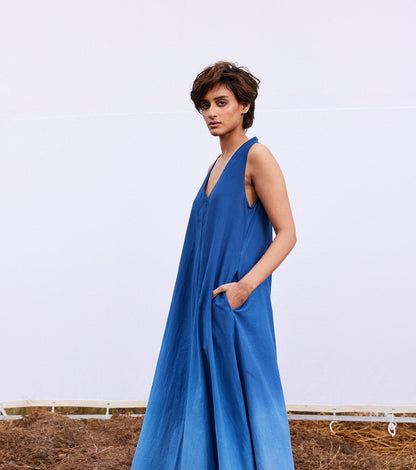 Blue Khadi Jumpsuit at Kamakhyaa by Khara Kapas. This item is 100% Cotton, Blue, Diana, easystyle, handcrafted, Jumpsuits, Khadi, kharakapas, Womenswear