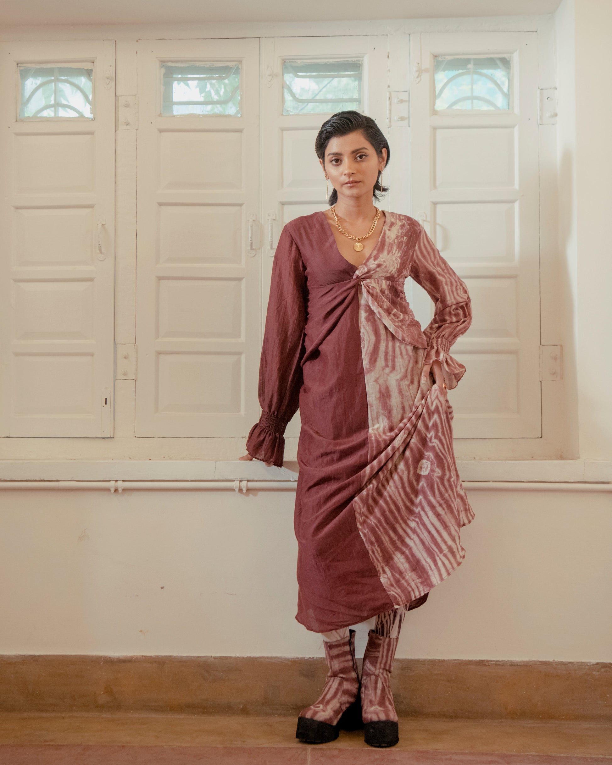Brick & Wild Dress at Kamakhyaa by The Loom Art. This item is Casual Wear, Handwoven Cotton Silk, July Sale, July Sale 2023, Lucid Dreams, Luicid Dream, Midi Dresses, Organic, Pink, Relaxed Fit, Solids, Womenswear