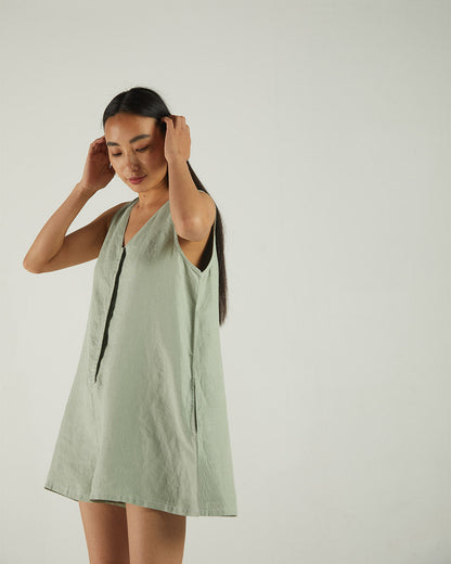 Green Sleeveless Olive Jumpsuit at Kamakhyaa by Reistor. This item is Bemberg, Best Selling, Casual Wear, Grey, Hemp, Jumpsuits, Natural, Regular Fit, rompers, Solids, Womenswear