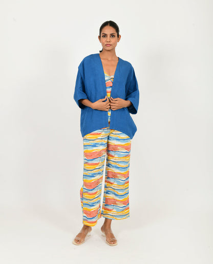 Multicolor Co-ord Set at Kamakhyaa by Rias Jaipur. This item is 100% Organic Cotton, Block Prints, Casual Wear, Co-ord Sets, Multicolor, Natural, Relaxed Fit, Scribble Prints, Travel Co-ords, Womenswear, Yaadein