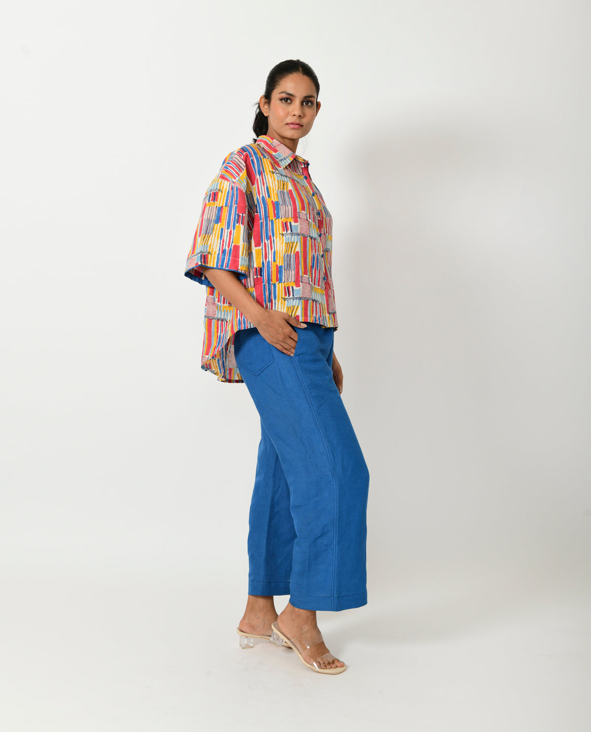 Multicolor Linen-Co-ord Set at Kamakhyaa by Rias Jaipur. This item is Casual Wear, Co-ord Sets, Linen Blend, Multicolor, Natural, Prints, Relaxed Fit, Scribble Prints, Vacation Co-ords, Womenswear, Yaadein