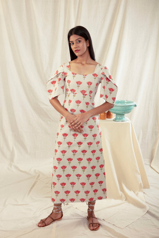 Multicolor Summer Maxi Dress at Kamakhyaa by Anushé Pirani. This item is Block Prints, Handwoven Cotton, Lounge Wear, Maxi Dresses, Multicolor, Natural, Prints, Recurring Dream Collection, Regular Fit, Womenswear