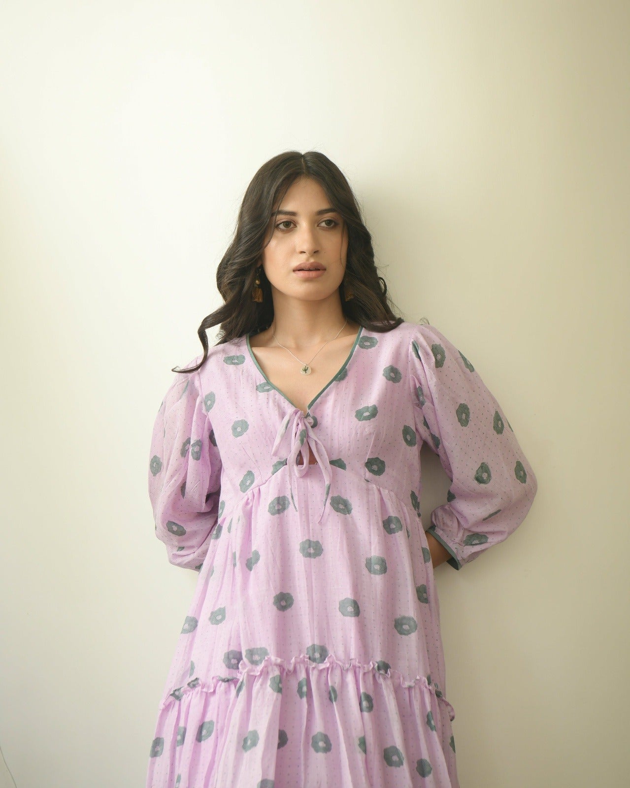Pink Printed Tiered Dress at Kamakhyaa by Taro. This item is Evening Wear, Handwoven Cotton SIlk, July Sale, July Sale 2023, Midi Dresses, Natural, Pink, Printed Selfsame, Prints, Regular Fit, Tiered Dresses, Wildflower Taro, Womenswear