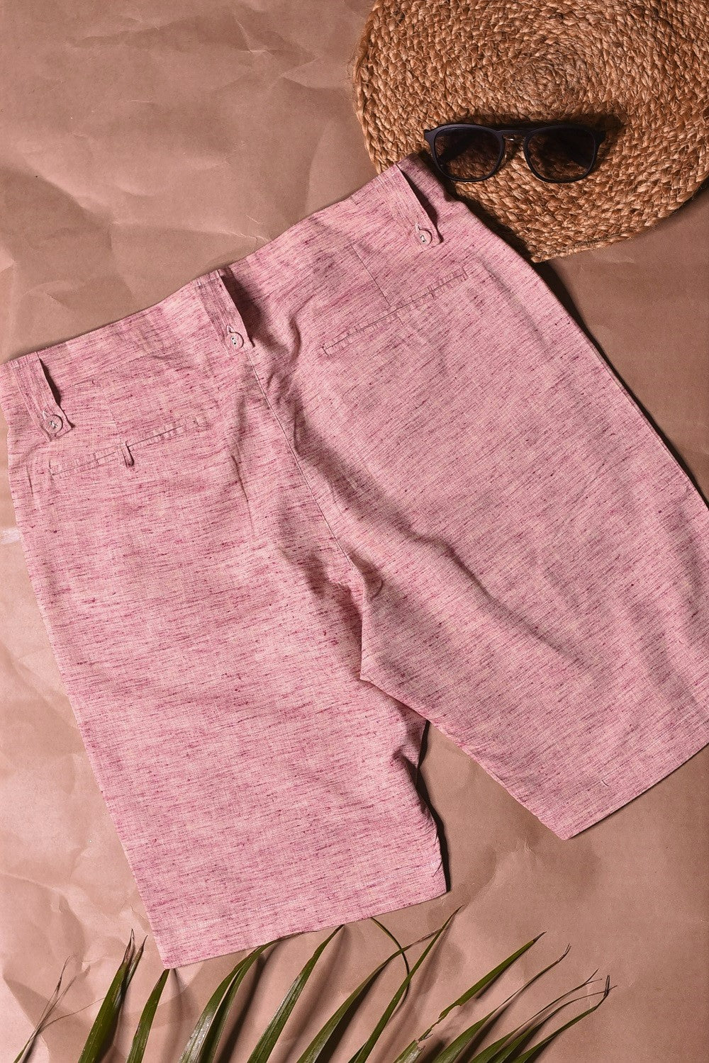 Pink Textured Pocket Shorts at Kamakhyaa by Charkhee. This item is Bottoms, Casual Wear, Cotton, Fitted at Waist, For Siblings, Less than $50, Mens Bottom, Menswear, Natural, Raspberry, Regular Fit, Shorts, Textured