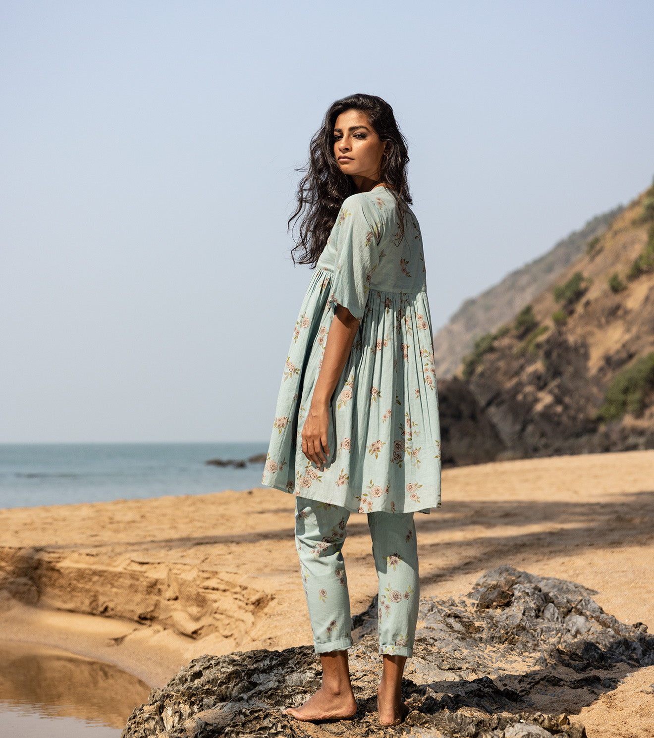 Powder Blue Two Piece Set at Kamakhyaa by Khara Kapas. This item is Blue, Co-ord Sets, Cotton, Lounge Wear Co-ords, Natural, Oh Carol, Regular Fit, Resort Wear, Selfsame, Solids, Womenswear
