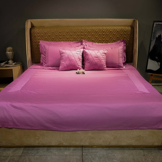 Rose Quartz Diamond Simplicity Bedsheet Set with Pillow Covers at Kamakhyaa by Aetherea. This item is 100% Cotton, 300 TC, 400 TC, 500 TC, Cushion, Designer Bedsheets, Diamond, Home, King, Pink, Queen, Solid