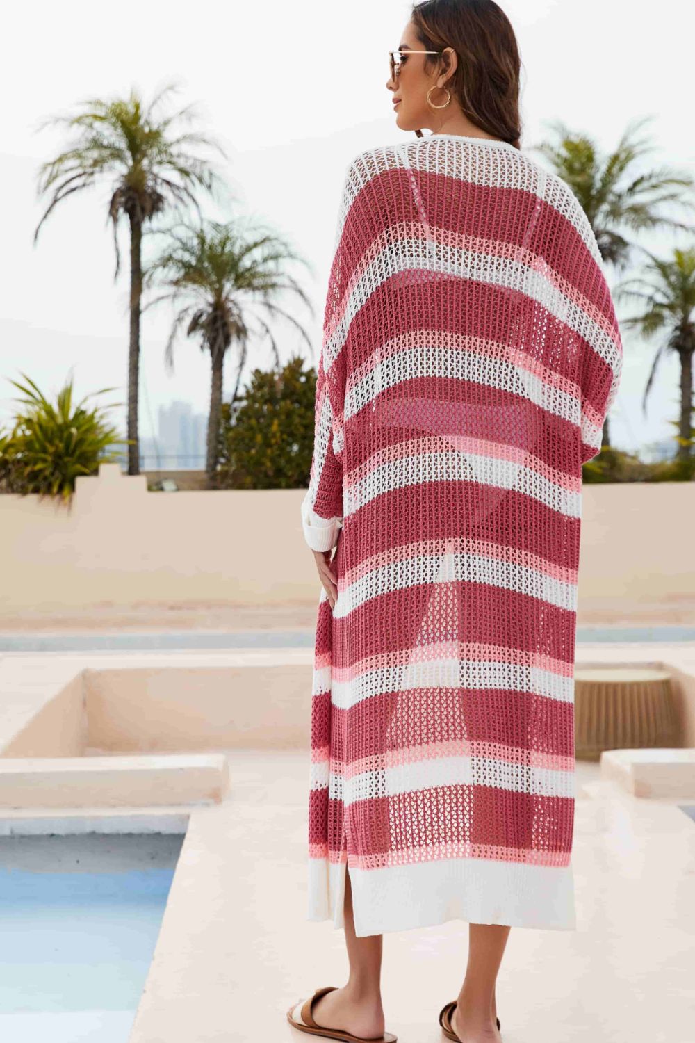Striped Open Front Side Slit Duster Cover Up at Kamakhyaa by White Label. This item is 100% Cotton, Casual Wear, Grey, Orange, Pink, Regular Fit, Shrugs, Solids, Trendsi, Womenswear