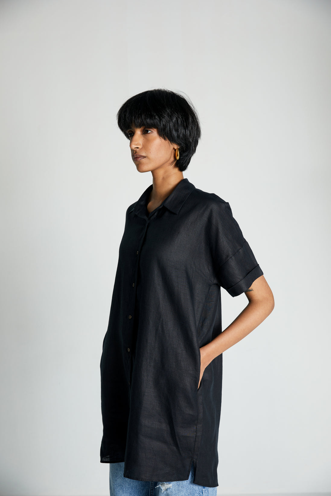 The Everyday Shirt at Kamakhyaa by Reistor. This item is Black, Hemp, Natural, Noir, Office Wear, Regular Fit, Shirts, Solids, Tops, Womenswear