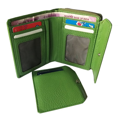 Wallet- Green at Kamakhyaa by Noupelle. This item is Bags, Casual Wear, Free Size, Green, Less than $50, Natural, Not Priced, Upcycled, Upcycled leather, Wallets