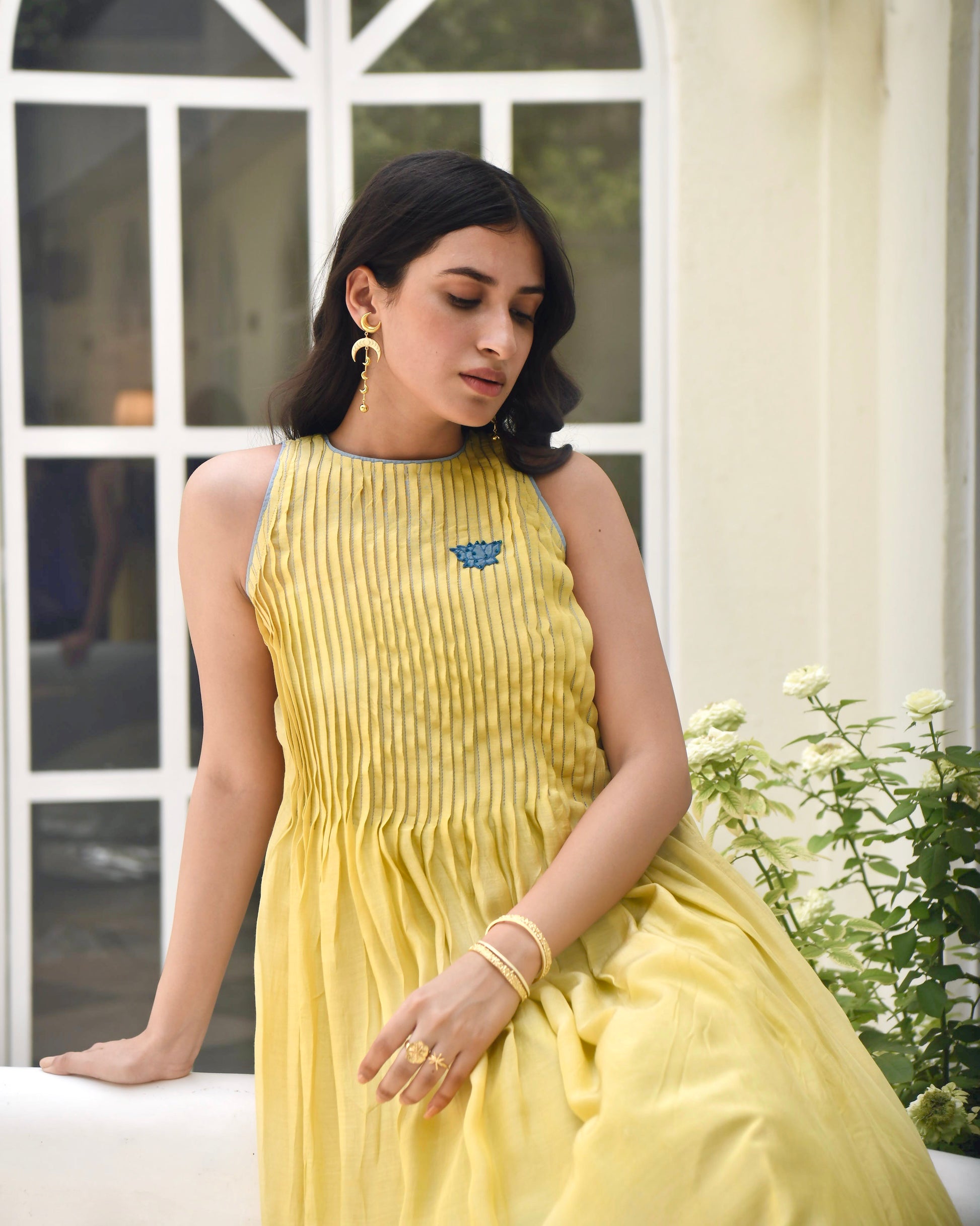 Yellow Embroidered Silk Maxi Dress at Kamakhyaa by Taro. This item is Bangalore Silk, Best Selling, Dusk To Dawn, Embroidered, Evening Wear, FB ADS JUNE, Halter Neck Dresses, July Sale, July Sale 2023, Maxi Dresses, Natural, Regular Fit, Silk, Womenswear, Yellow