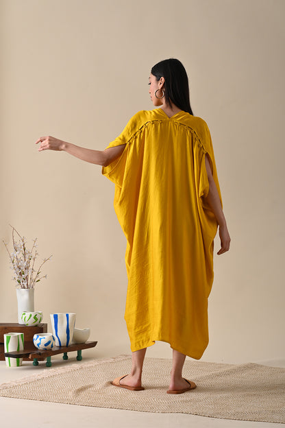 Yellow Overlay at Kamakhyaa by Kanelle. This item is Casual Wear, July Sale, Latin Satin, Natural with azo dyes, Overlays, Relaxed Fit, Resort Wear, Solids, Womenswear, Yellow