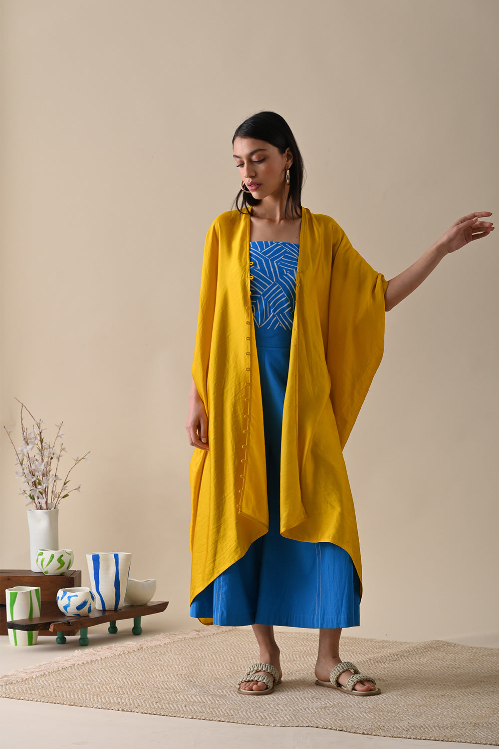 Yellow Overlay at Kamakhyaa by Kanelle. This item is Casual Wear, July Sale, Latin Satin, Natural with azo dyes, Overlays, Relaxed Fit, Resort Wear, Solids, Womenswear, Yellow