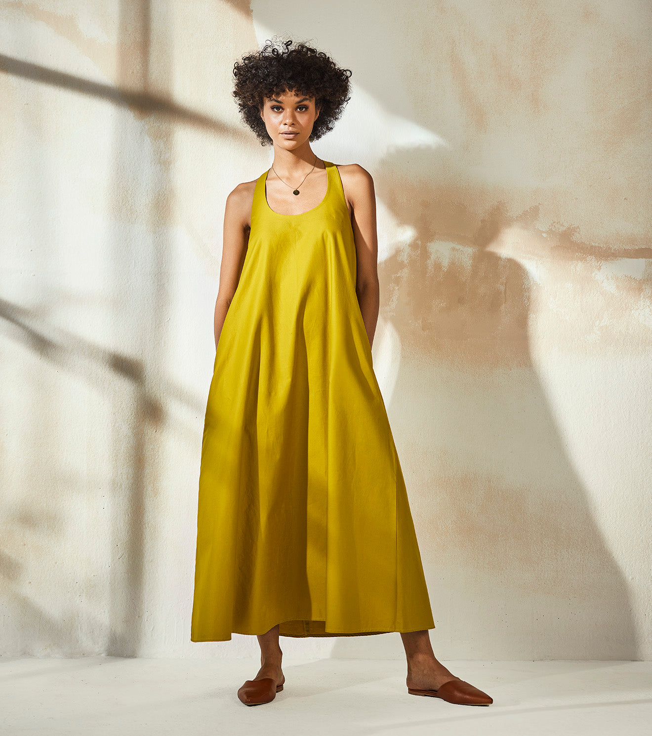 Yellow Sleeveless Maxi Dress – Kamakhyaa