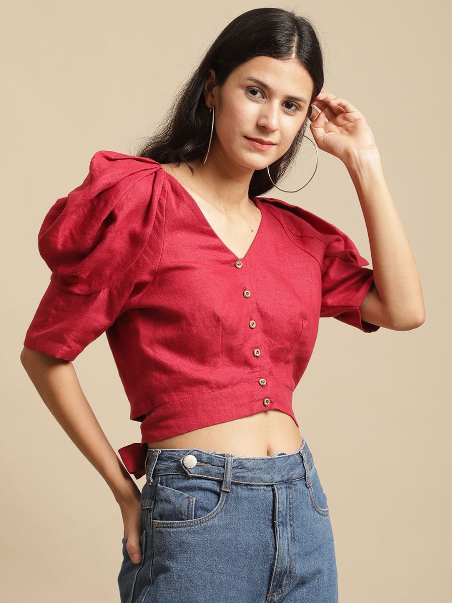 100% Hemp Akira Hemp Top Red at Kamakhyaa by Ewoke. This item is 100% Hemp, akira coord top, crop top for women, Hemp, hemp top, Nostalgia's Thread by Ewoke, RED CROP TOP, red hemp top, red top, Under $100