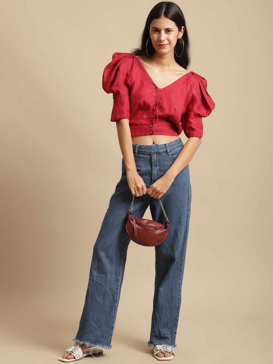 100% Hemp Akira Hemp Top Red at Kamakhyaa by Ewoke. This item is 100% Hemp, akira coord top, crop top for women, Hemp, hemp top, Nostalgia's Thread by Ewoke, RED CROP TOP, red hemp top, red top, Under $100