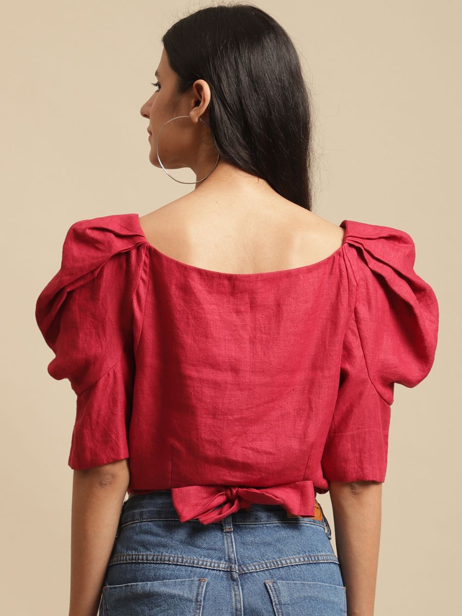 100% Hemp Akira Hemp Top Red at Kamakhyaa by Ewoke. This item is 100% Hemp, akira coord top, crop top for women, Hemp, hemp top, Nostalgia's Thread by Ewoke, RED CROP TOP, red hemp top, red top, Under $100