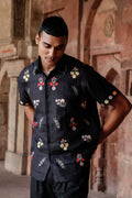100% Hemp Black Embroidered Bloom Shirt at Kamakhyaa by Ewoke. This item is 100% Hemp, embroidered shirts for men, Hemp, hemp shirts for men, mens shirts, menswear shirts, Missing image, Nostalgia's Thread by Ewoke, shirts, Under $150