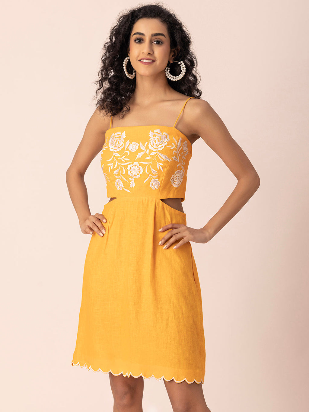 100% Hemp Dandelion Hemp Dress at Kamakhyaa by Ewoke. This item is 100% Hemp, embroidered dress, Floral, Hemp, hemp dress, Holiday wear, Nostalgia's Thread by Ewoke, sustainable fashion, Under $200, Yellow