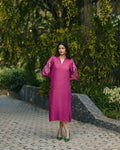 100% Hemp Pink Hemp Dress at Kamakhyaa by Ewoke. This item is 100% Hemp, embroided pink dress, Midi Dress, Nostalgia's Thread by Ewoke, pink dress, printed dress, Under $200, womens midi dress