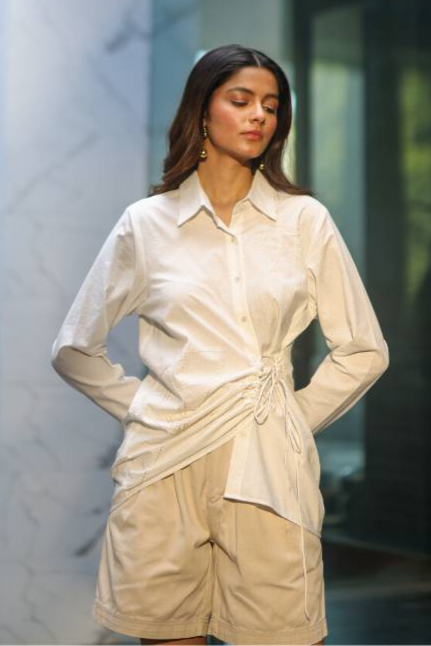 100% Hemp White Hemp Wrap Shirt at Kamakhyaa by Ewoke. This item is 100% Hemp, Holiday wear, Nostalgia's Thread by Ewoke, shirt, sustainable fashion, Under $150, White, womens coord set