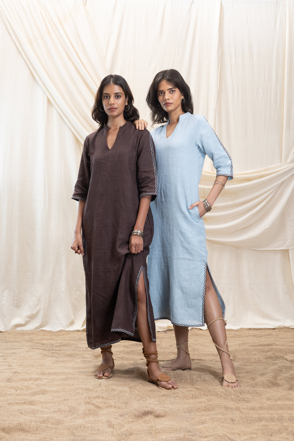 A-Line Maxi Dress with slit at Kamakhyaa by Akashi Clothing. This item is 100% Linen, Regular Fit, Solid Selfmade, Solids, The Stamp Edit By Akashi Clothing, Under $200