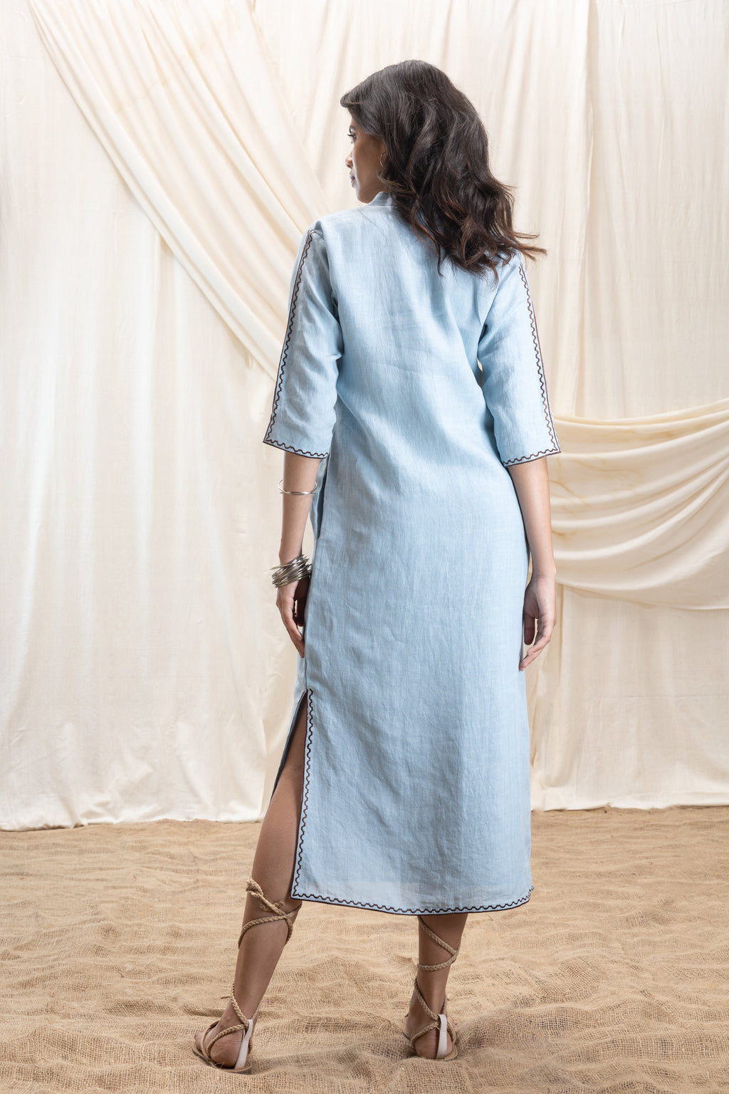A-Line Maxi Dress with slit at Kamakhyaa by Akashi Clothing. This item is 100% Linen, Regular Fit, Solid Selfmade, Solids, The Stamp Edit By Akashi Clothing, Under $200