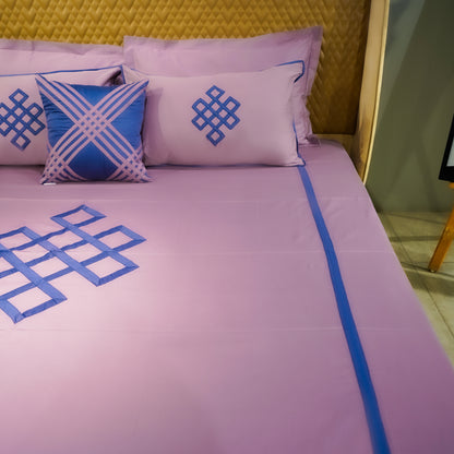 Abstract Fusion| Designer Bed Sheet Set| Lavender| 100%Cotton at Kamakhyaa by Kamakhyaa. This item is designer bedsheets