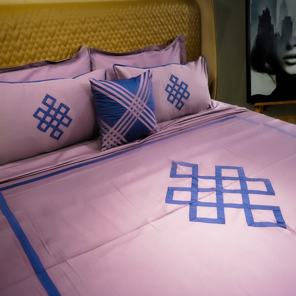 Abstract Fusion| Designer Bed Sheet Set| Lavender| 100%Cotton at Kamakhyaa by Kamakhyaa. This item is designer bedsheets