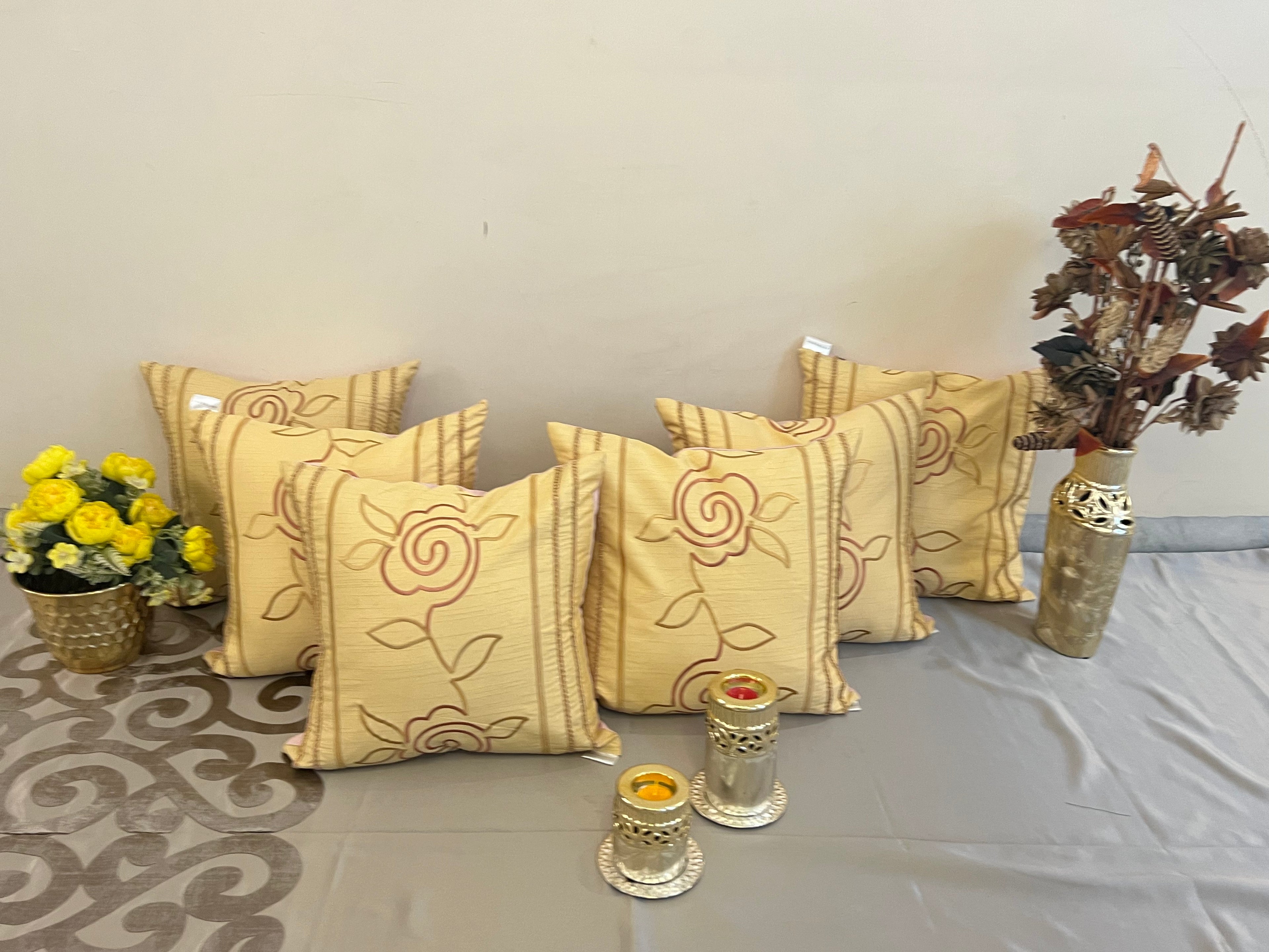 Abstract Rose Cushion Cover Sets at Kamakhyaa by Aetherea. This item is 100% Cotton, Abstract, Beige, Braid, Cushion covers, Home, Lace, Rose, Upcycled