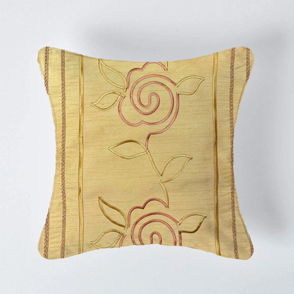 Abstract Rose Cushion Cover Sets at Kamakhyaa by Aetherea. This item is Beige, Braid, Cotton, Cushion covers, Lacework, Made from Natural Materials, Rose, Upcycled