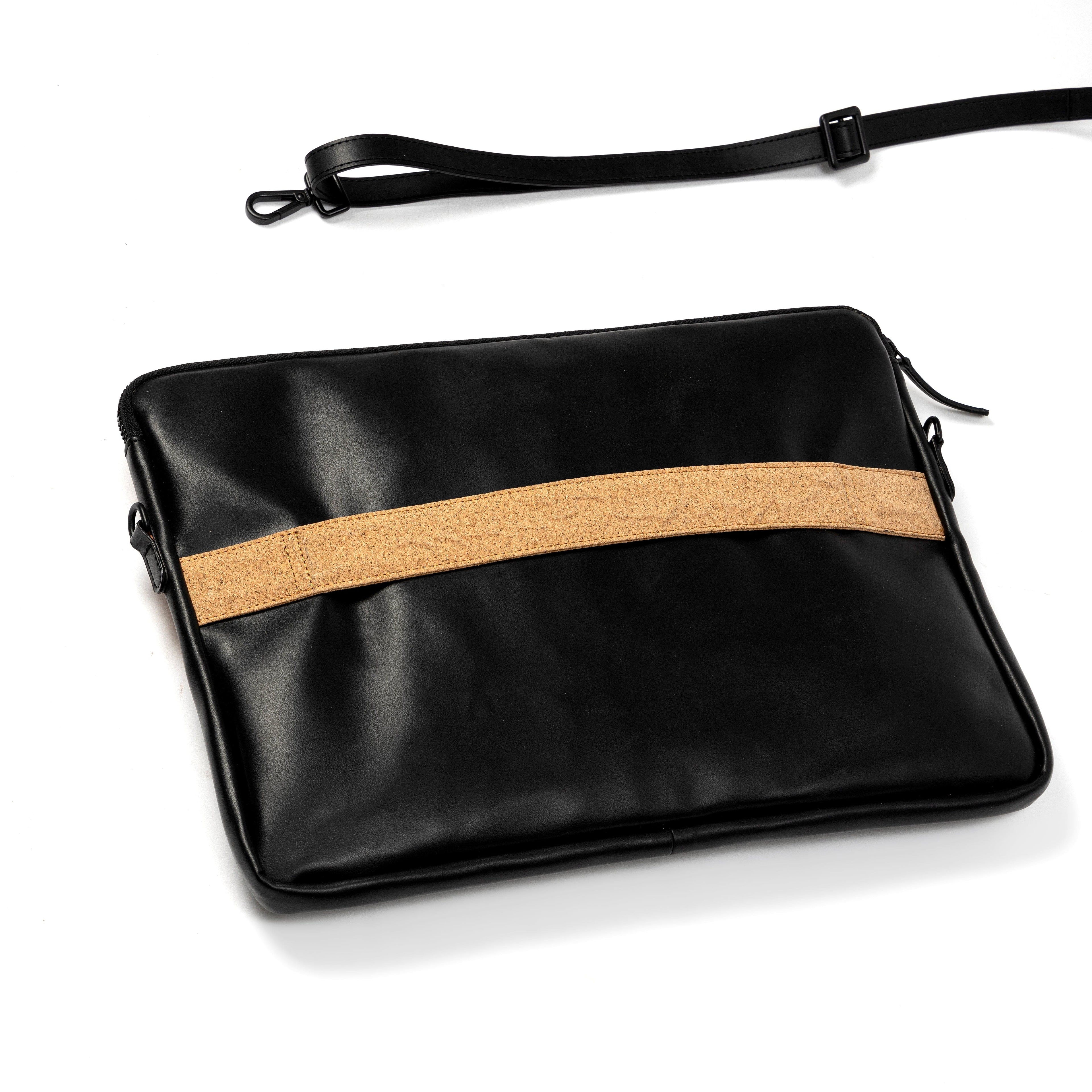 Acacia Vegan Leather Laptop Sleeve - Black at Kamakhyaa by Green Hermitage. This item is A Walk in the Forest by Green Hermitage, Banana Leather, Black, Laptop Bags, Under $50