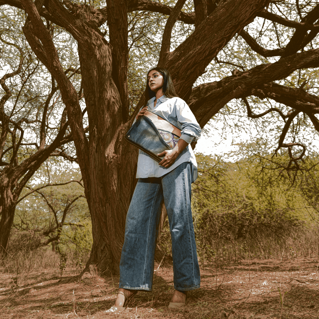 Acacia Vegan Leather Laptop Sleeve - Black at Kamakhyaa by Green Hermitage. This item is A Walk in the Forest by Green Hermitage, Banana Leather, Black, Laptop Bags, Under $50