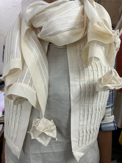 Aiiri Cotton Silk Scarf at Kamakhyaa by Ahmev. This item is Casual Wear, Cotton Silk, Ivory, Maximum Minimum by Ahmev, missing, Missing image, Prints, Relaxed Fit, scarf, Under $150, Womenswear