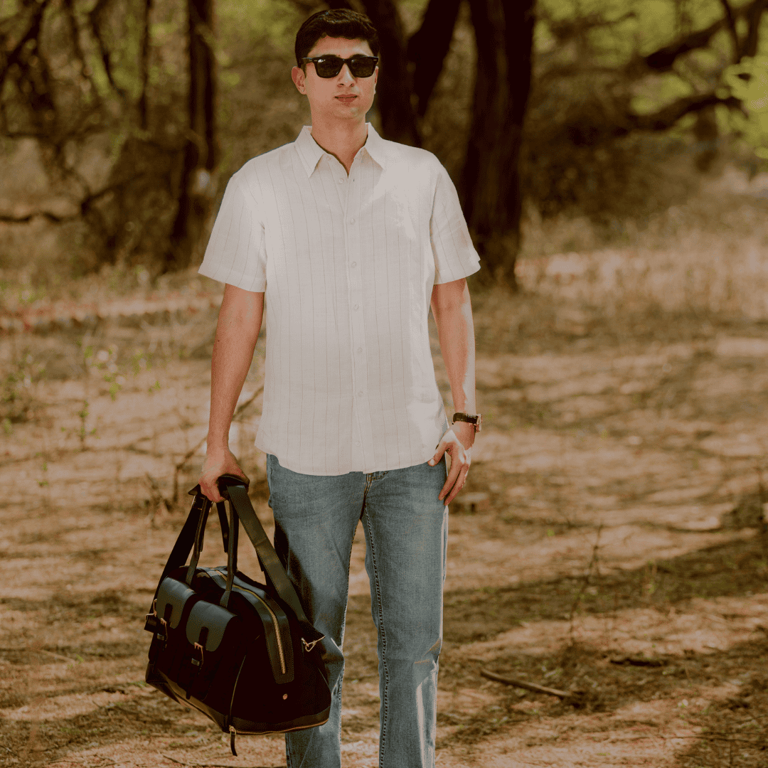 Ajax Vegan Leather Duffle Bag - Black at Kamakhyaa by Green Hermitage. This item is A Walk in the Forest by Green Hermitage, Banana Leather, Black, Canvas, Duffle Bags, Under $50