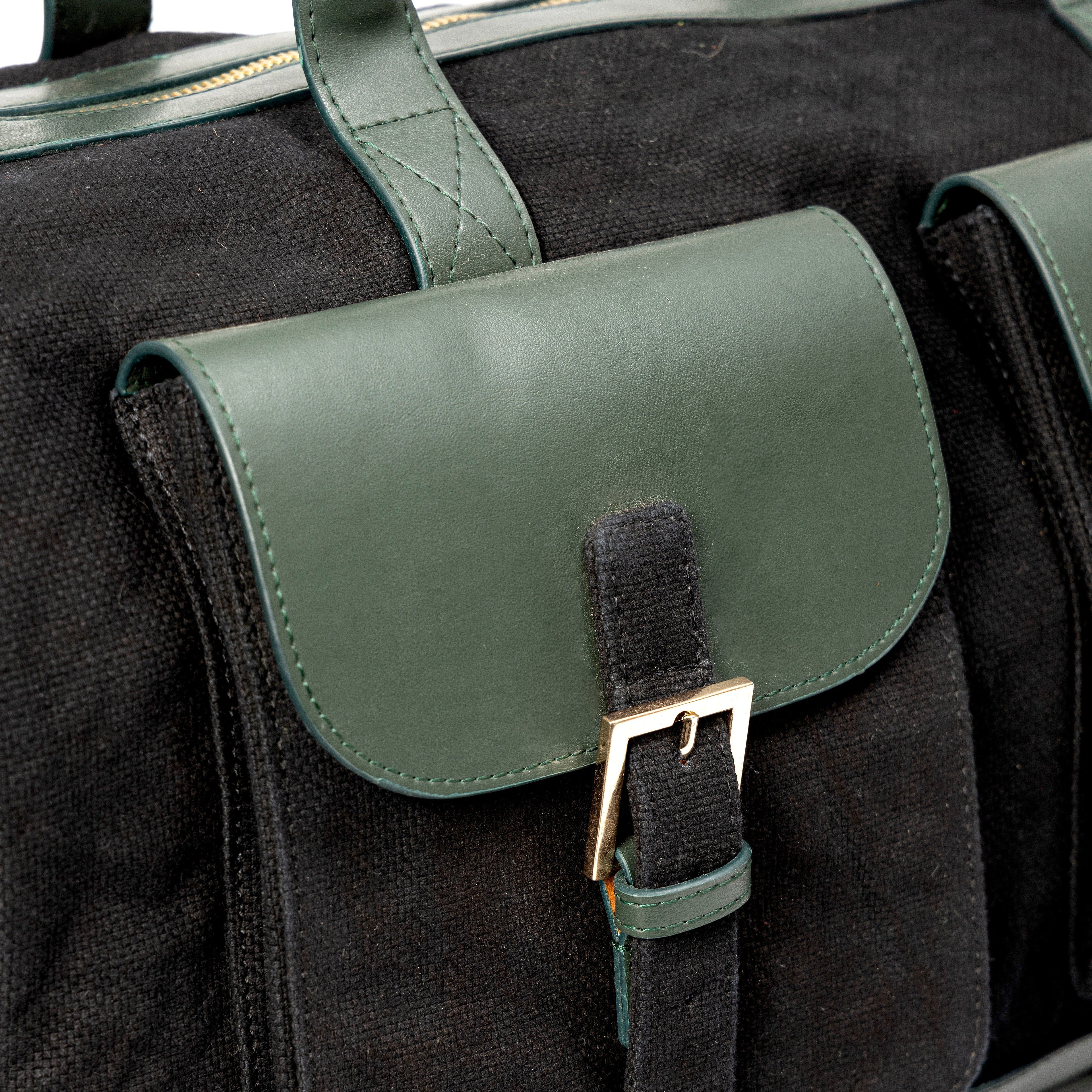 Ajax Vegan Leather Duffle Bag - Black at Kamakhyaa by Green Hermitage. This item is A Walk in the Forest by Green Hermitage, Banana Leather, Black, Canvas, Duffle Bags, Under $50