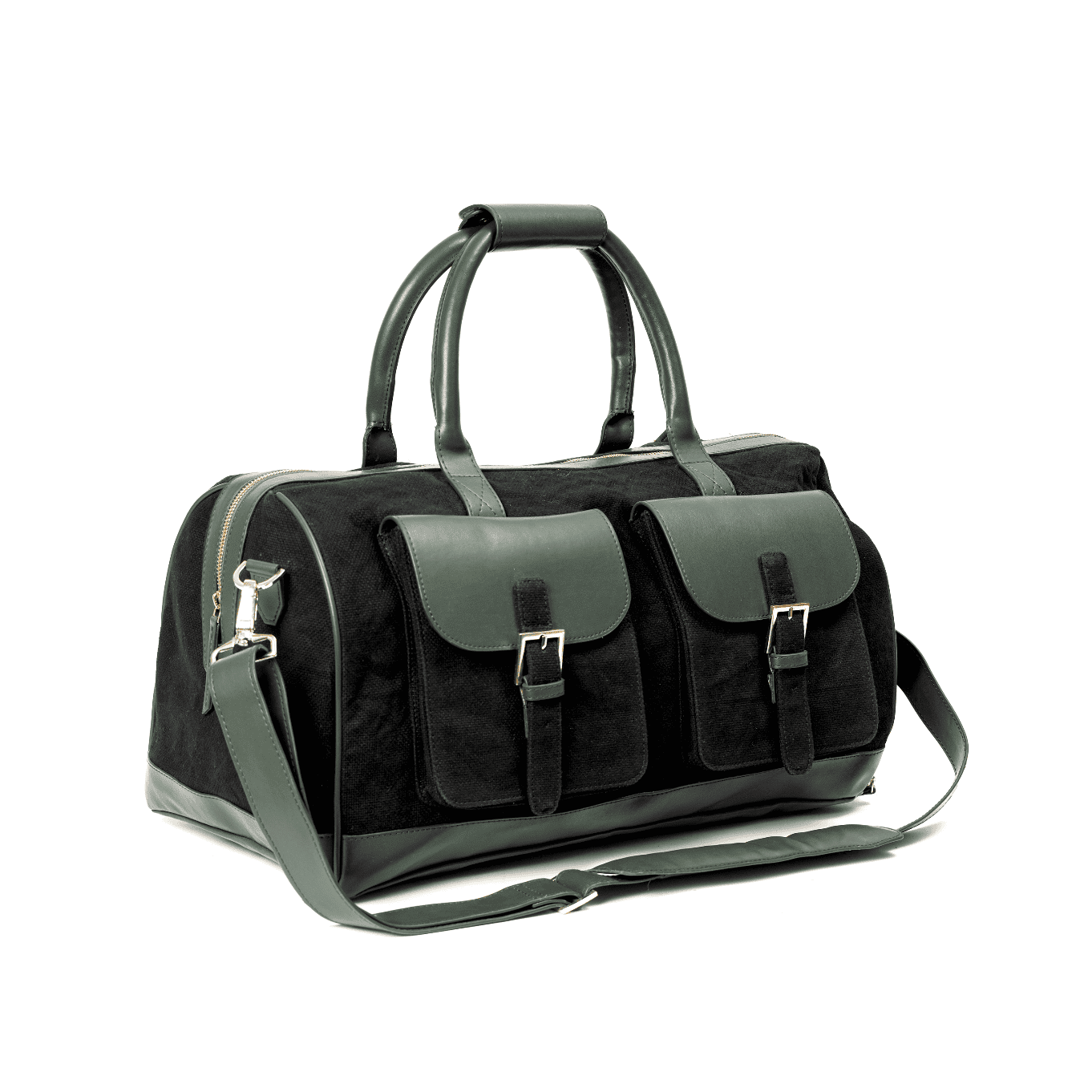 Ajax Vegan Leather Duffle Bag - Black at Kamakhyaa by Green Hermitage. This item is A Walk in the Forest by Green Hermitage, Banana Leather, Black, Canvas, Duffle Bags, Under $50