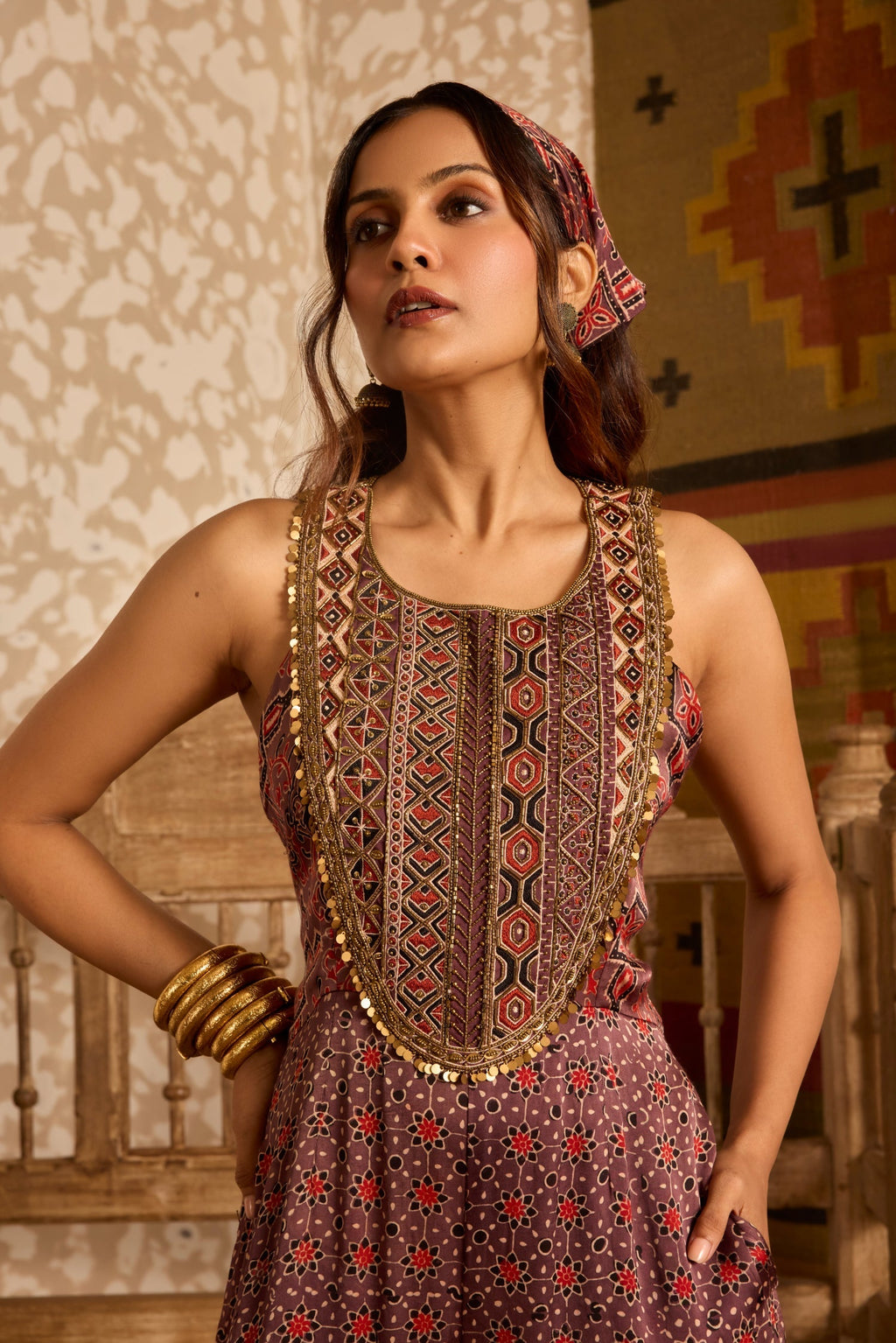 Ajrakh Wide-Leg Jumpsuit at Kamakhyaa by Akashi Clothing. This item is Ajrakh by Akashi Clothing, Under $50