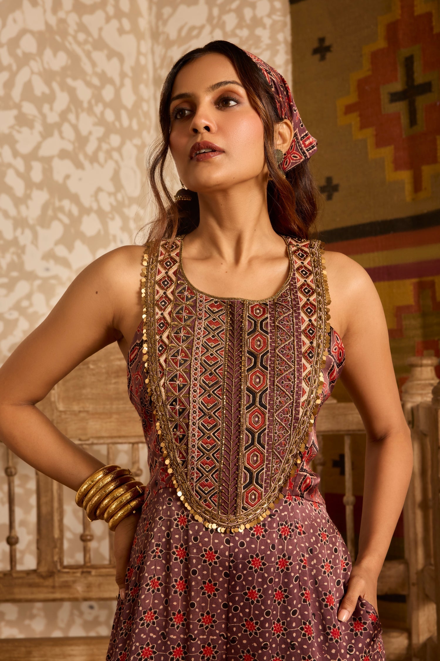Ajrakh Wide-Leg Jumpsuit at Kamakhyaa by Akashi Clothing. This item is Ajrakh by Akashi Clothing, Under $50