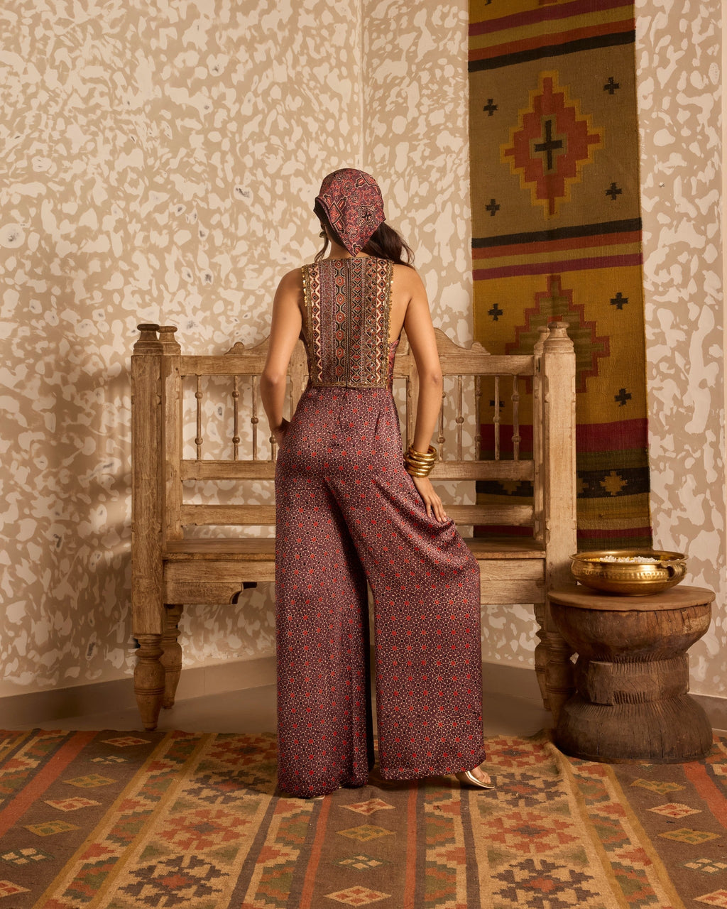 Ajrakh Wide-Leg Jumpsuit at Kamakhyaa by Akashi Clothing. This item is Ajrakh by Akashi Clothing, Under $50