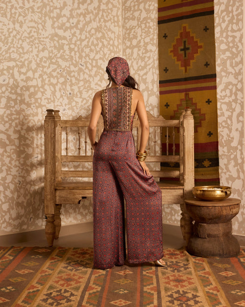 Ajrakh Wide-Leg Jumpsuit at Kamakhyaa by Akashi Clothing. This item is Ajrakh by Akashi Clothing, Under $50