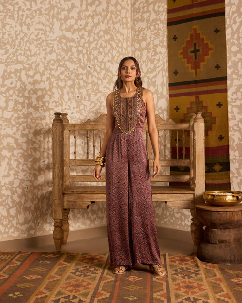 Ajrakh Wide-Leg Jumpsuit at Kamakhyaa by Akashi Clothing. This item is Ajrakh by Akashi Clothing, Under $50
