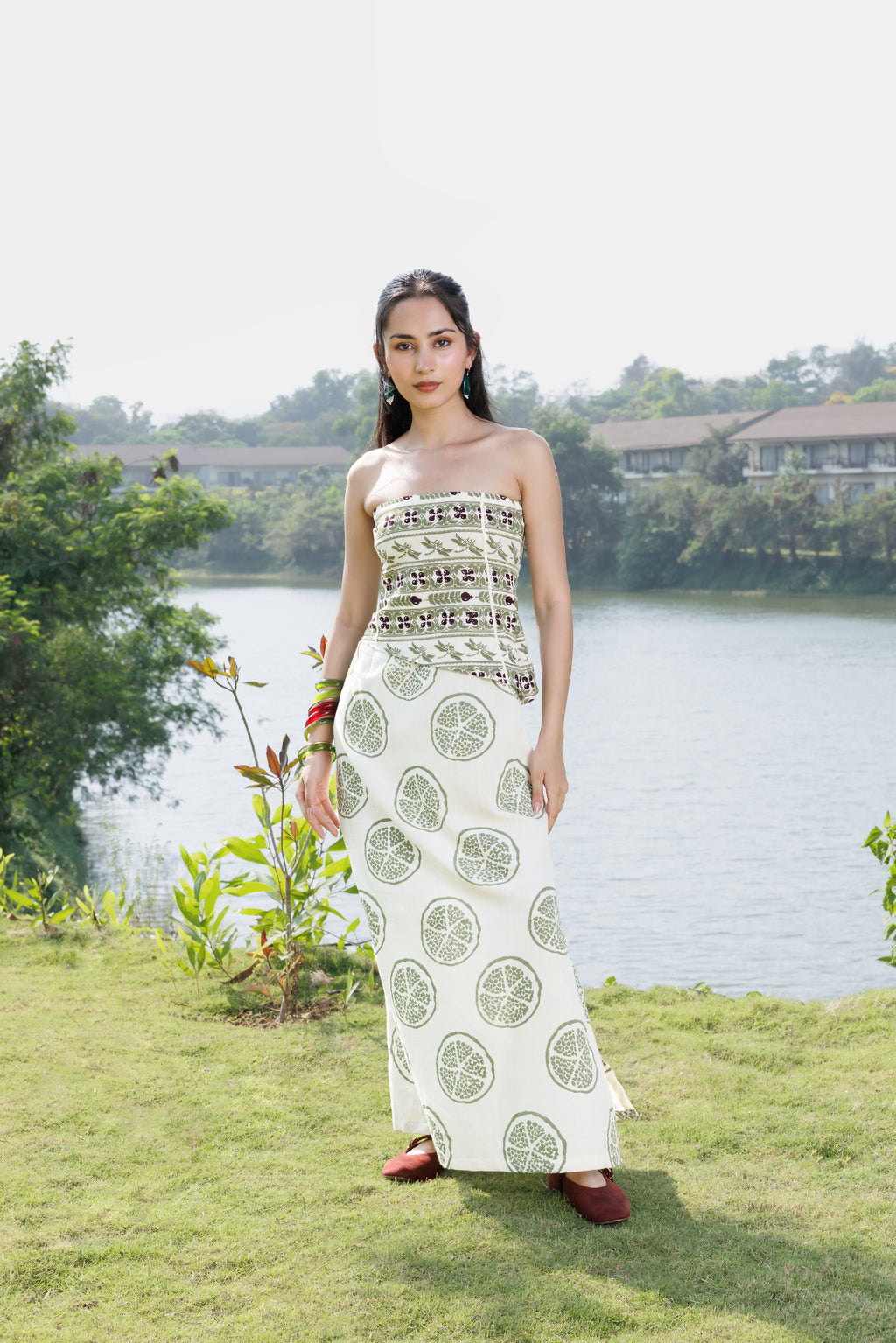 Embroidered Tube Maxi Dress with Ruched Back at kamakhyaa.com by Akashi Clothing. This item is Cosmos by Akashi Clothing, Internal Tags Missing, Under $150