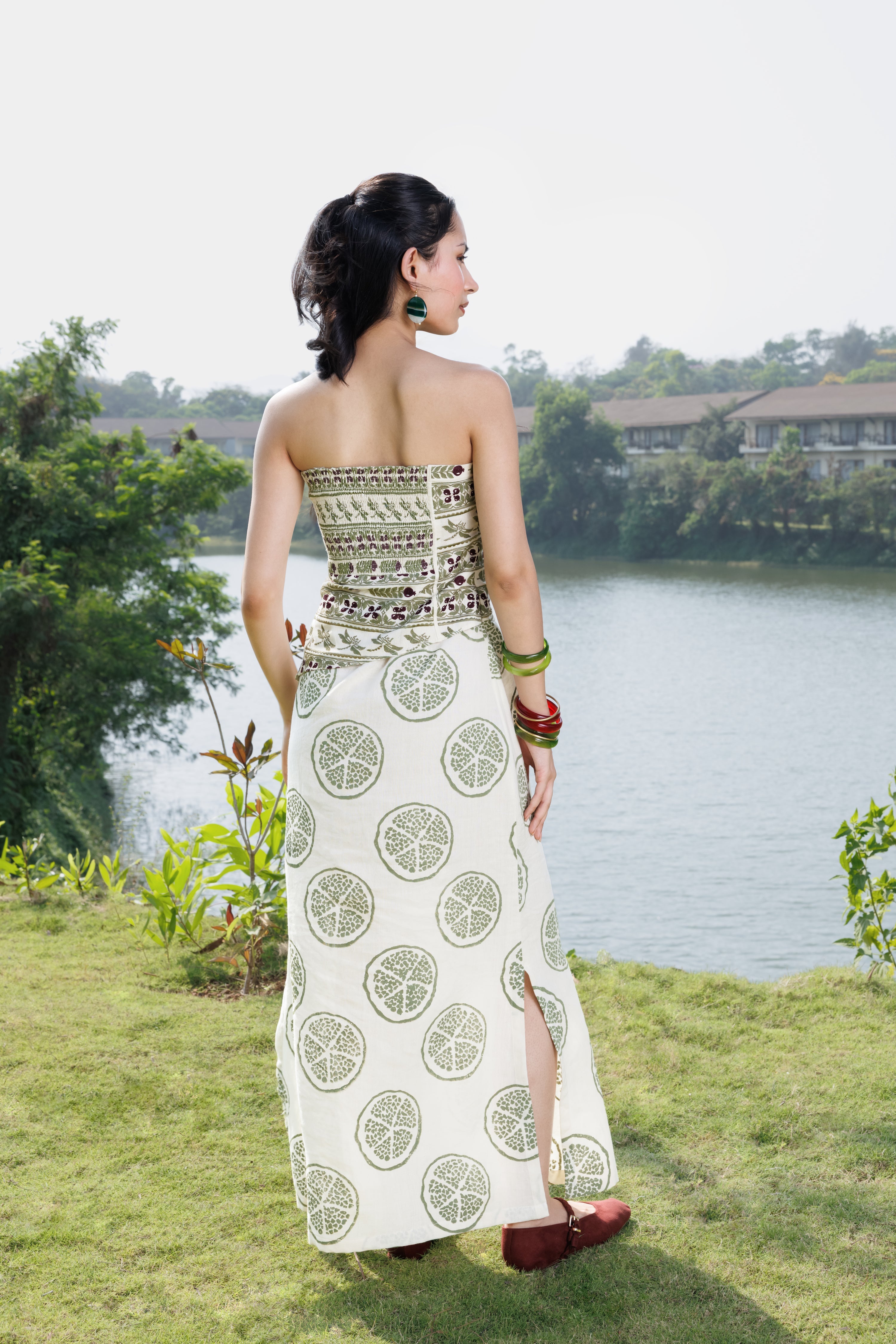 Embroidered Tube Maxi Dress with Ruched Back at kamakhyaa.com by Akashi Clothing. This item is Cosmos by Akashi Clothing, Internal Tags Missing, Under $150